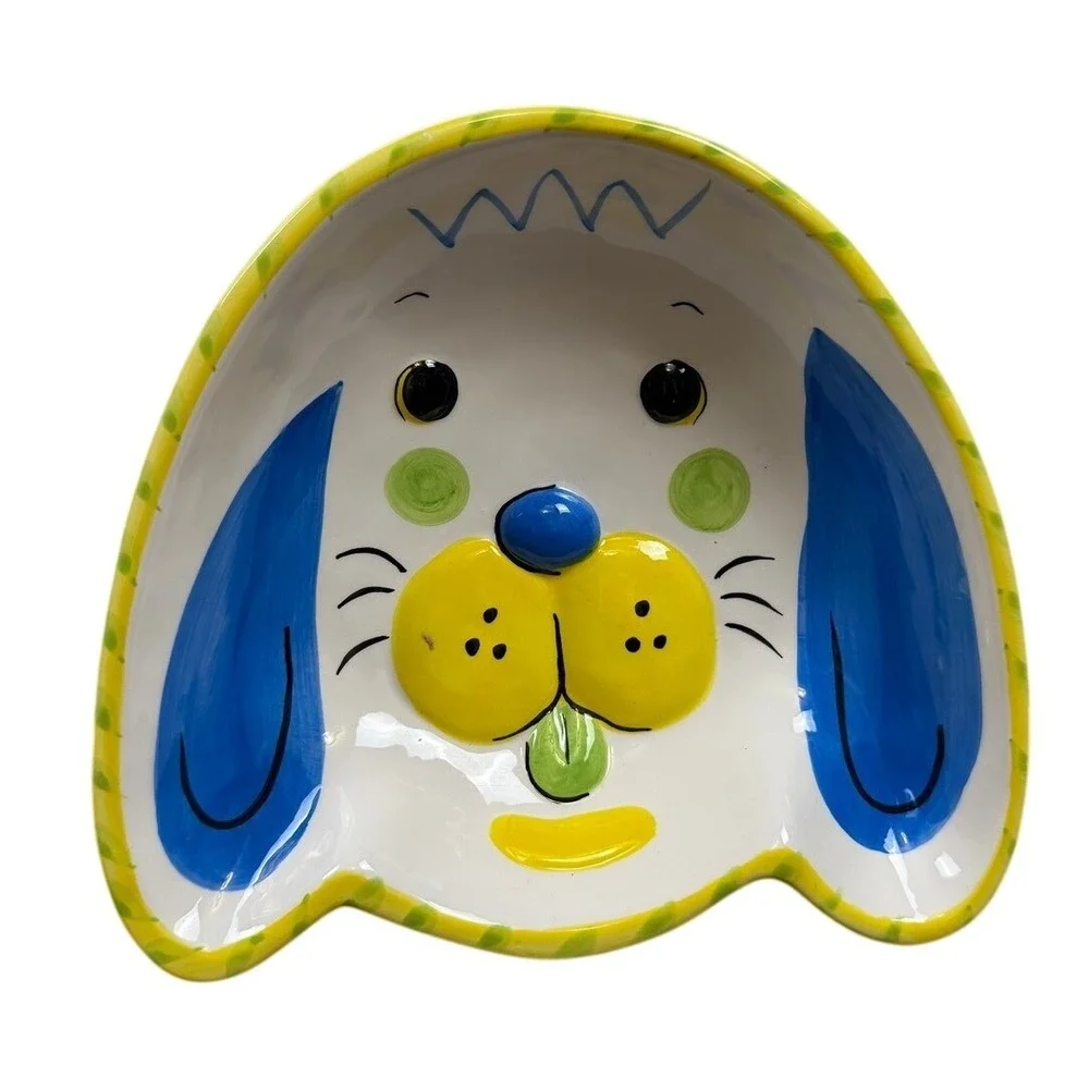 Vintage Natural Wonders Ceramic‎ Dog Bowl Dish Novelty Puppy Decor